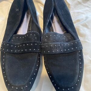 Bleecker & Bond Black Suede Studded Loafers Sz 7.5 Leather Upper